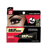 EBIN Grip Bond professional 3D eyelash adhesive tube and packaging showing dramatic eye latex lash adhesive for strip lashes