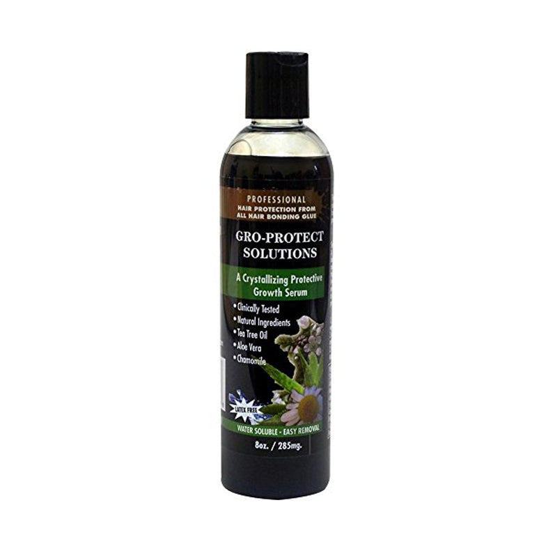 Morning Glory gro-protect hair serum in a bottle featuring natural ingredients for hair protection
