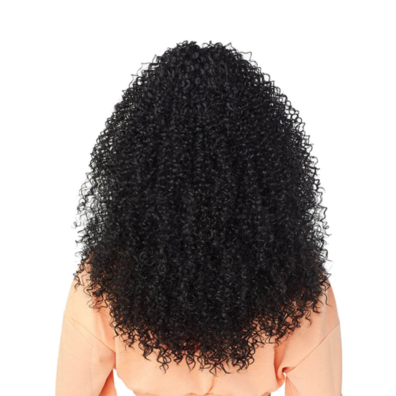 SENSATIONNEL instant up and down ponytail wig back view black tight curls mid length for natural voluminous looks