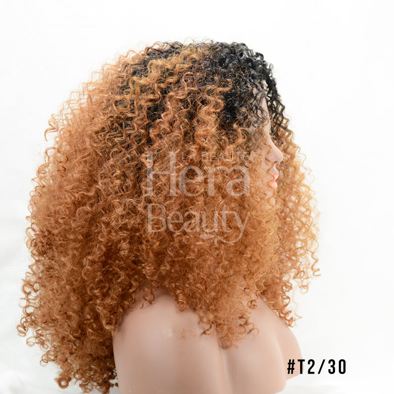 instant up and down ponytail wig SENSATIONNEL curly ombre T2 30 shoulder length voluminous tight ringlet wig on mannequin