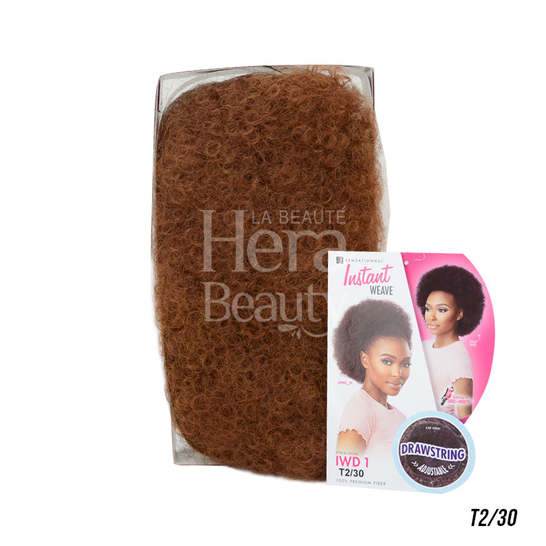 SENSATIONNEL instant weave synthetic half wig kinky afro texture T2 30 brown packaged with model card