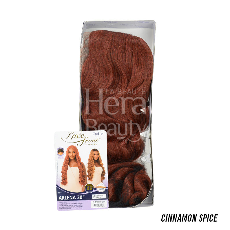 OUTRE Arlena cinnamon spice packaged lace front wig 30 inch synthetic wavy auburn brown
