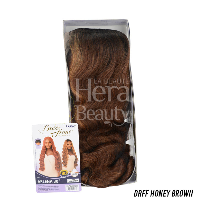 OUTRE lace front wig 30 inch synthetic Arlena 30 honey brown long wavy packaged in box