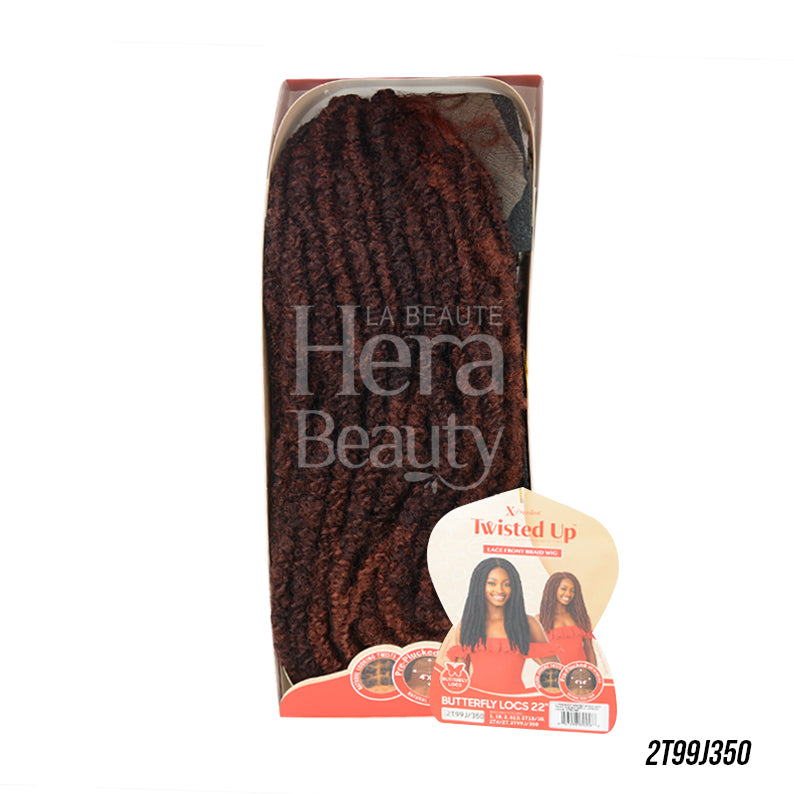 OUTRE 22 inch dark auburn packaged butterfly locs lace front wig synthetic twisted locs