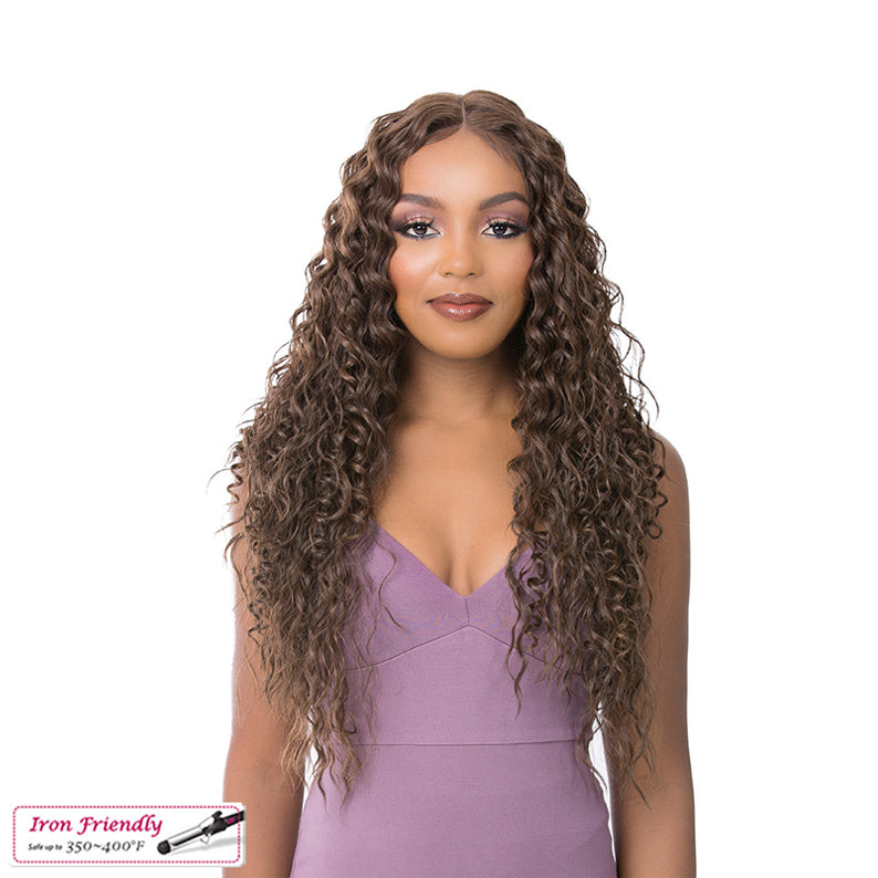 HD lace wig Catalina long brown deep wave center part by ITS A WIG natural look heat friendly