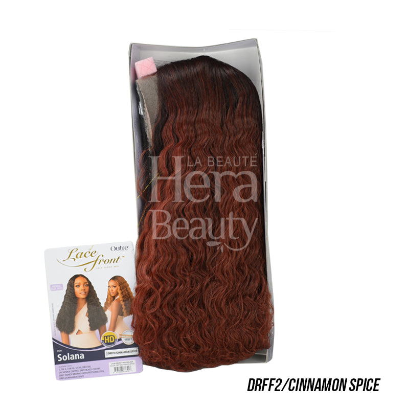OUTRE Solana lace front synthetic wig long wavy cinnamon spice brown in retail packaging