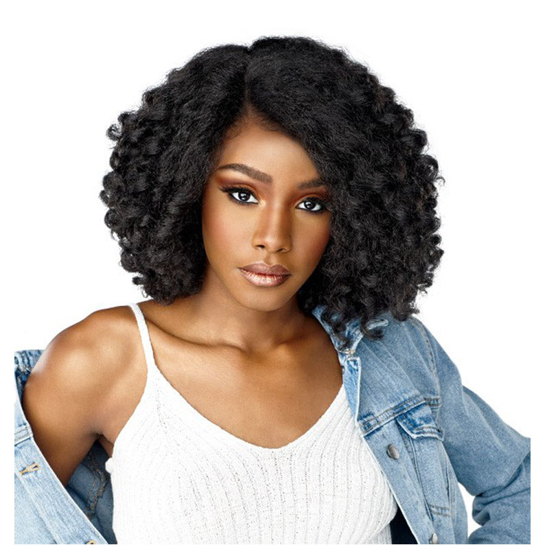 SENSATIONNEL textured lace front wig natural kinky curly bob for voluminous everyday styling