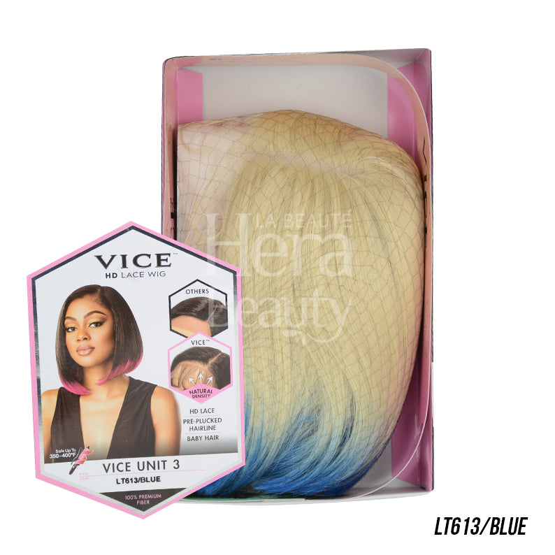 SENSATIONNEL Vice LT613 Blue blonde to blue ombre bob synthetic lace front wig packaged in box