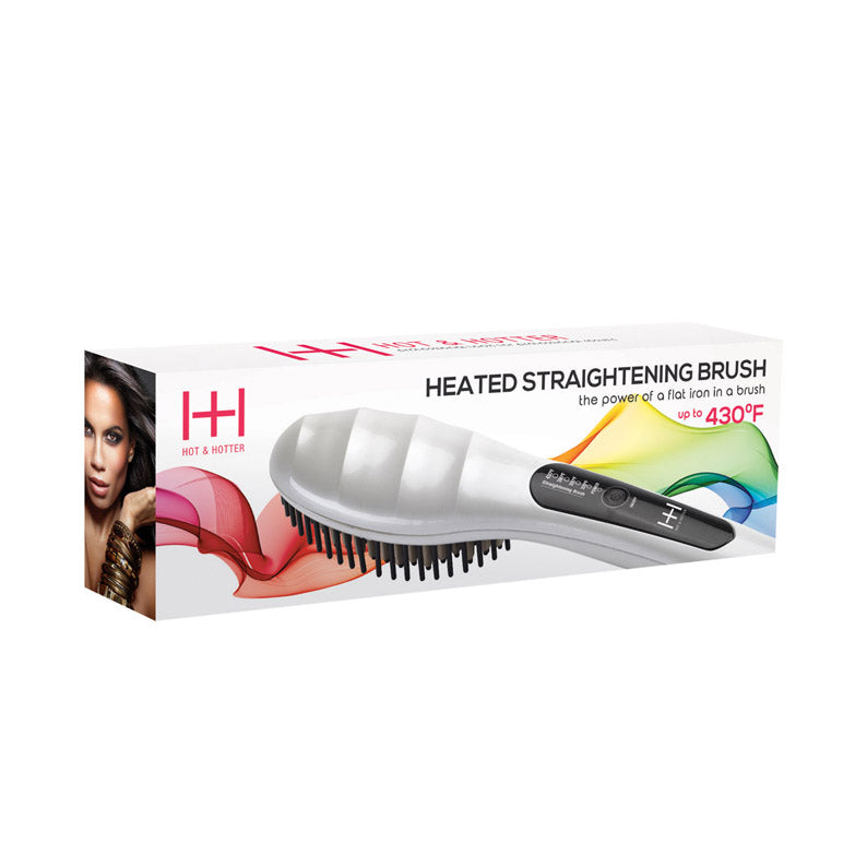 ANNIE heated straightening brush white on retail box showing brush image model portrait and 430F text
