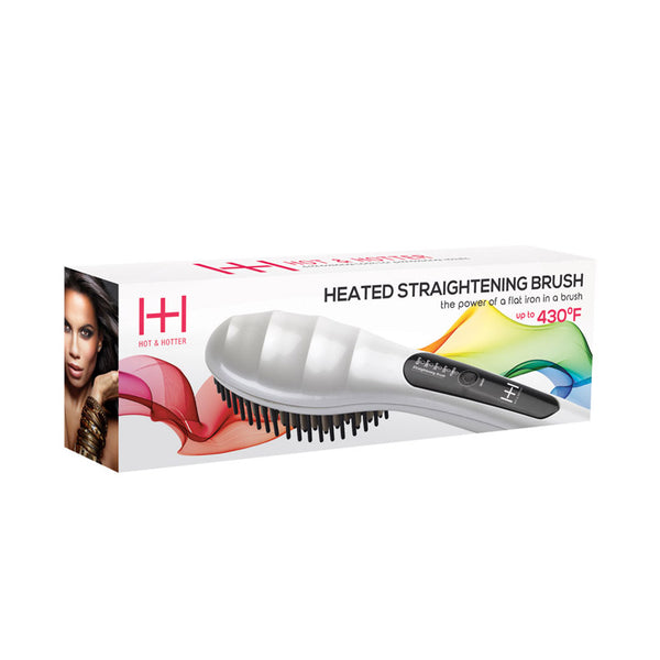 ANNIE heated straightening brush white on retail box showing brush image model portrait and 430F text