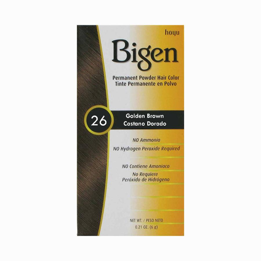 Bigen permanent powder hair dye in golden brown shade with no ammonia or hydrogen peroxide