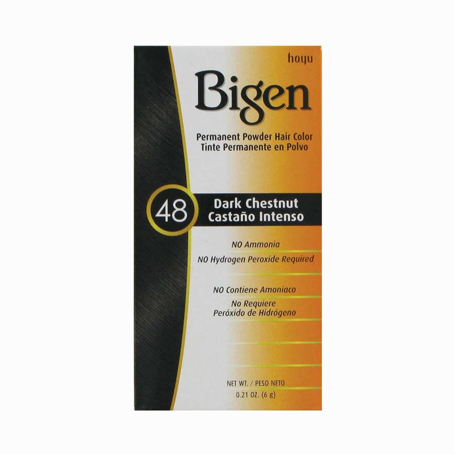 Bigen permanent powder hair dye Dark Chestnut 48 with no ammonia or hydrogen peroxide