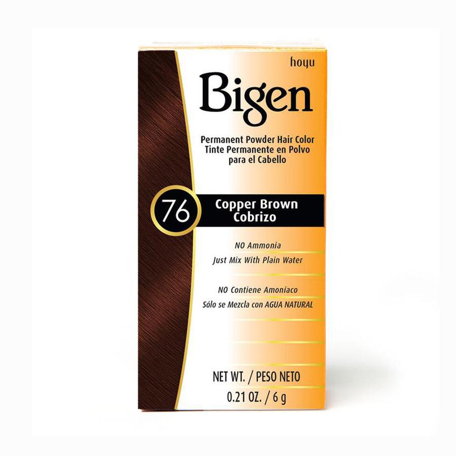 Bigen permanent powder hair dye in copper brown color with no ammonia for hair care