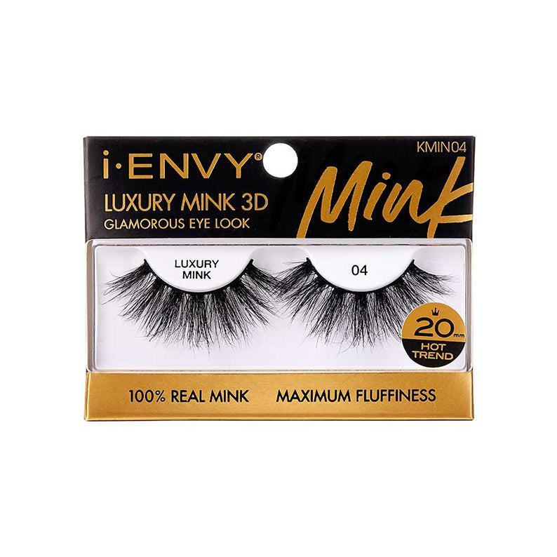 IVY BEAUTY by KISS iENVY luxury mink 3D lashes 20mm dramatic wispy black false eyelashes in packaging