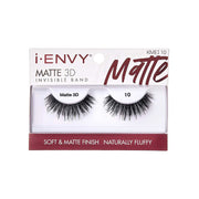 IVY BEAUTY by KISS packaging showing iENVY matte 3D false eyelashes with invisible band and fluffy finish