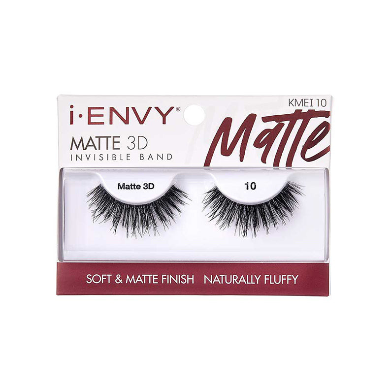 IVY BEAUTY by KISS packaging showing iENVY matte 3D false eyelashes with invisible band and fluffy finish