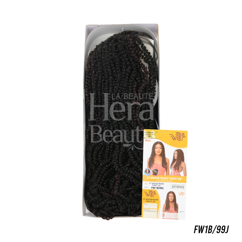 ITS A WIG water wave twist wig 24 inch long black with burgundy highlights synthetic twists