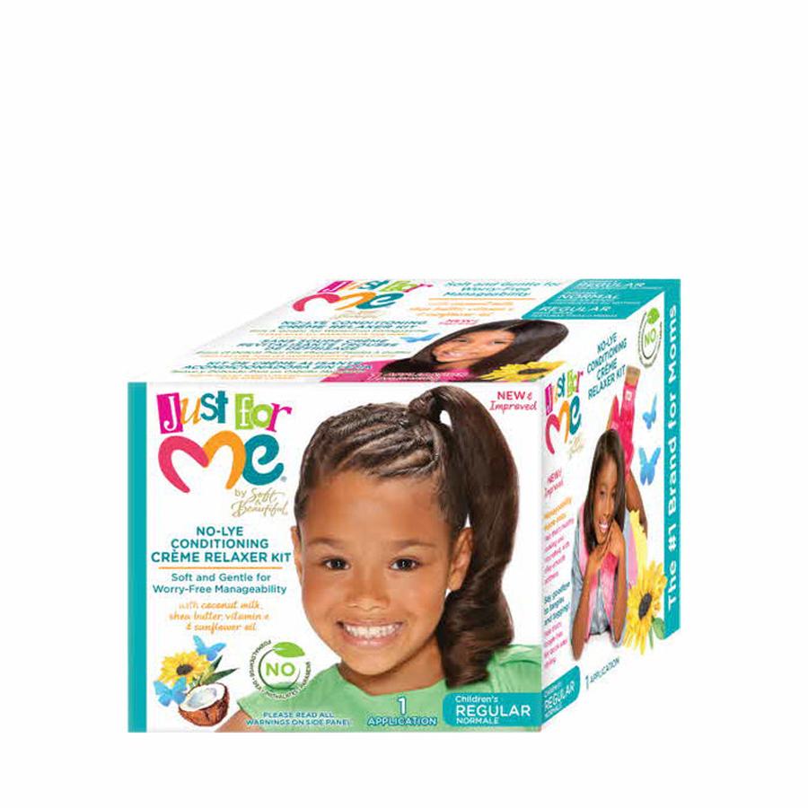 Just For Me No-Lye Hair Relaxer Kit for Soft and Gentle Hair Management for Kids