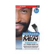 Just For Men mustache and beard kit box showing man with full beard and applicator jet black beard dye kit