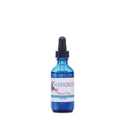 Blue glass dropper bottle labeled Kaleidoscope Miracle Drops for hair growth scalp serum for thinning hair