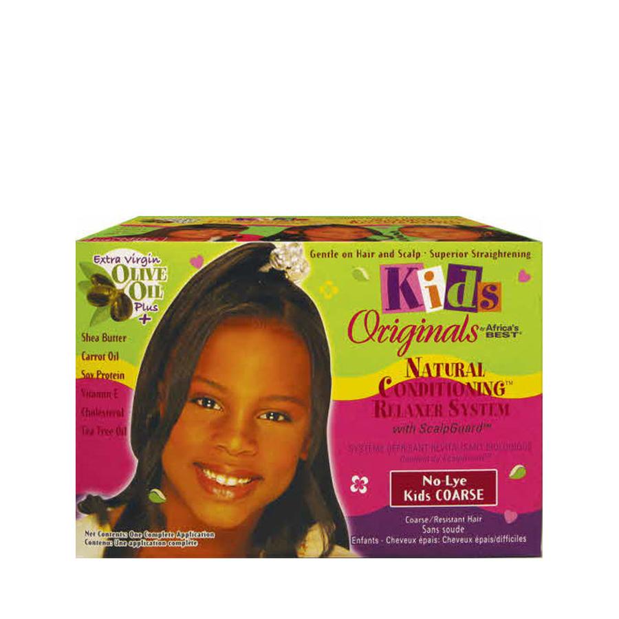 AFRICAS BEST Kids Originals natural conditioning relaxer box with smiling girl kids hair relaxer for coarse hair
