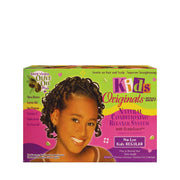 AFRICAS BEST Kids Originals box with smiling girl natural conditioning no lye kids hair relaxer system for fine to normal hair