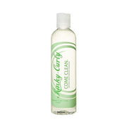 Kinky Curly Come Clean shampoo in a clear bottle for cleansing curly hair with organic ingredients