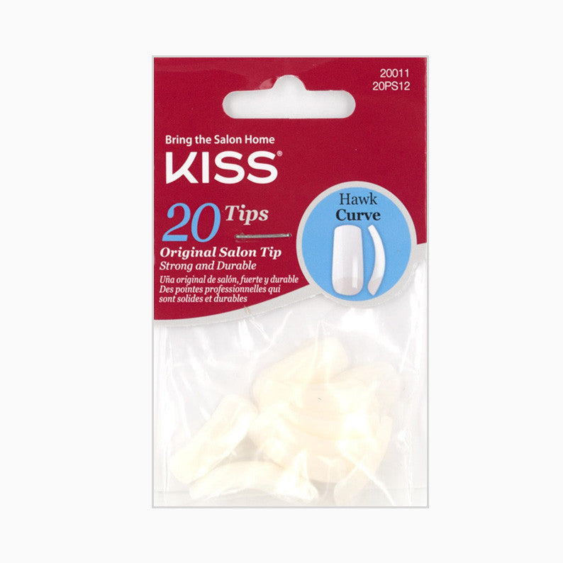 KISS acrylic press on nails package with 20 original salon tips and hawk curve design