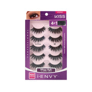 IVY BEAUTY by KISS iEnvy So Wispy 08 human hair lashes pack showing five wispy black lash pairs in boxed set
