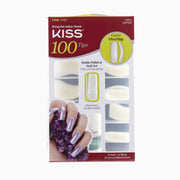 IVY BEAUTY by KISS 100 long white curve overlap tips package with example purple manicure KISS acrylic nail tips