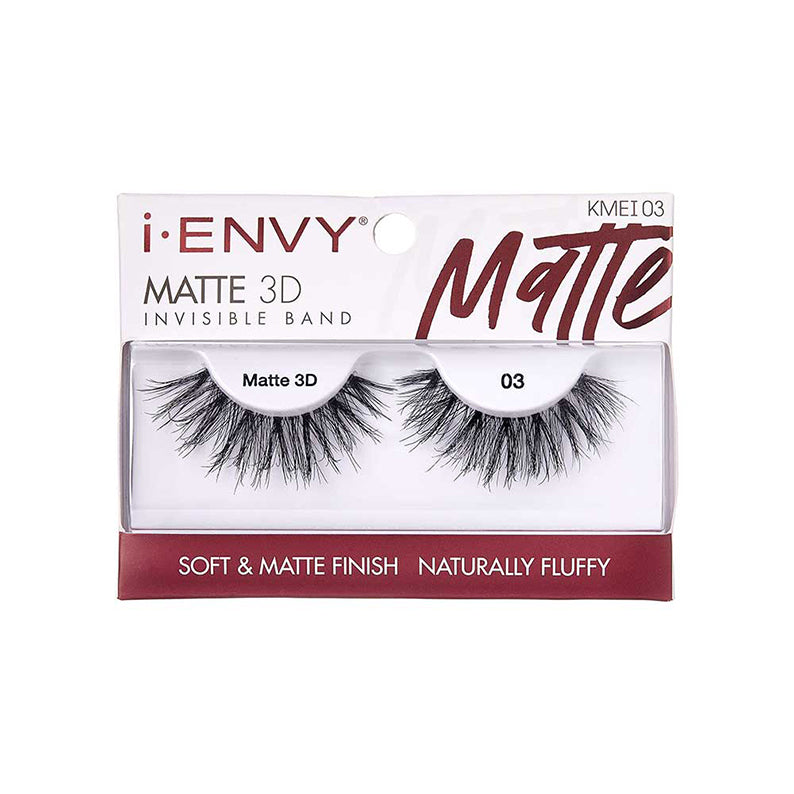 Kiss Ienvy Matte 3D lashes in IVY BEAUTY by KISS clear packaging matte finish invisible band soft naturally fluffy