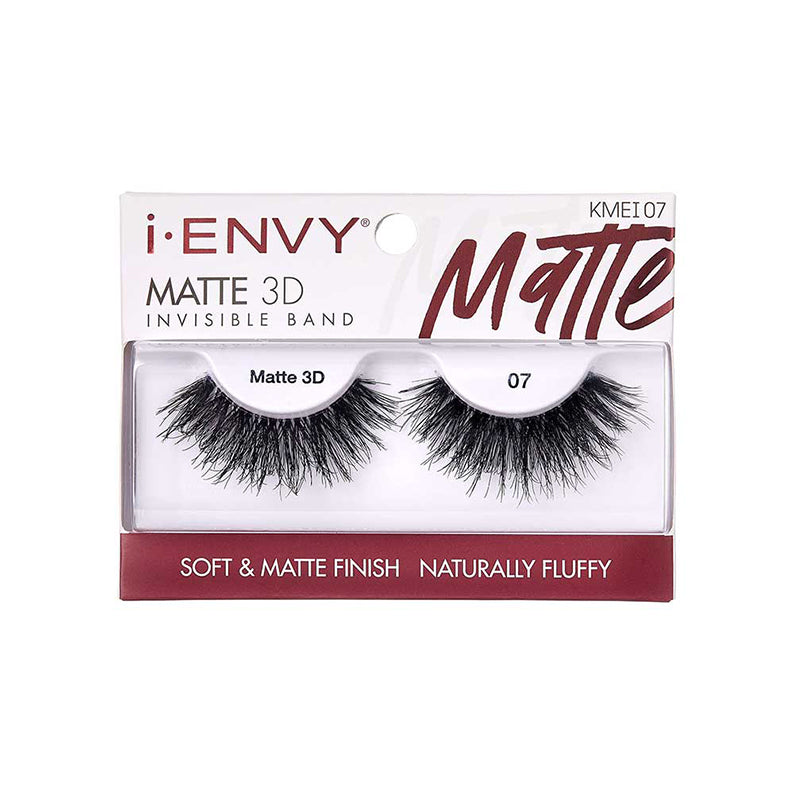 Kiss Ienvy Matte 3D Lashes packaged IVY BEAUTY by KISS matte 07 false lashes with invisible band fluffy