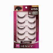 IVY BEAUTY by KISS boxed set of Kiss Ienvy premium human hair lashes showing five natural style pairs