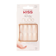 Kiss Salon acrylic French nude nails pack by IVY BEAUTY by KISS medium length natural finish 28 press on nails
