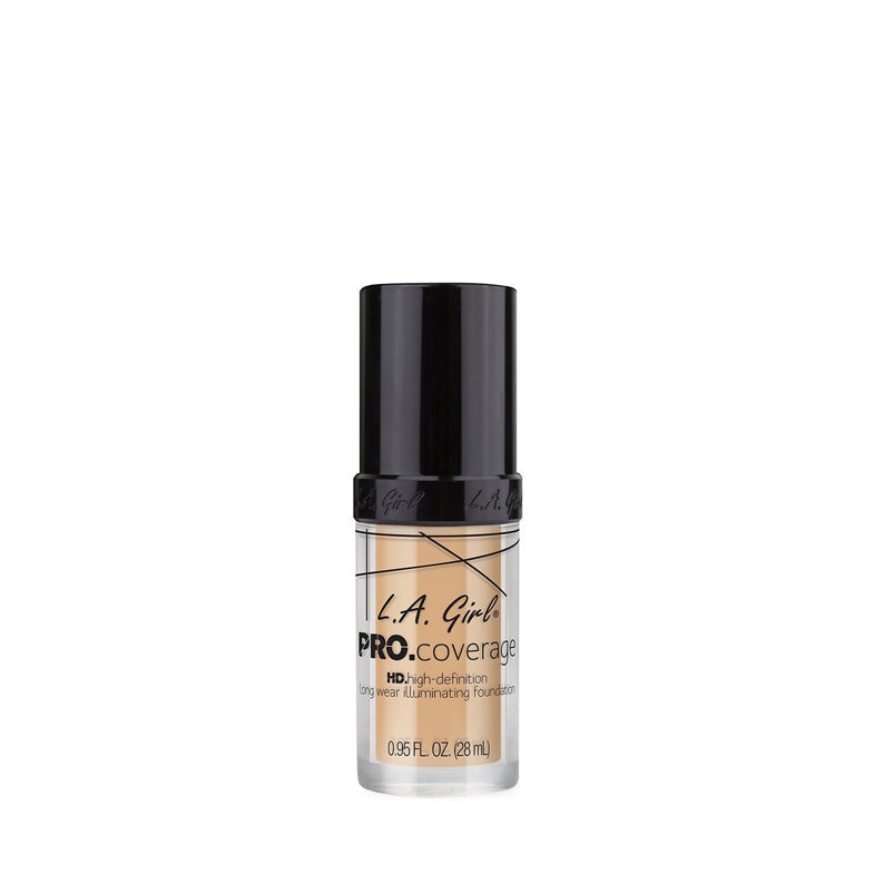 LA Girl Pro Coverage HD Illuminating Foundation in a clear bottle with black cap