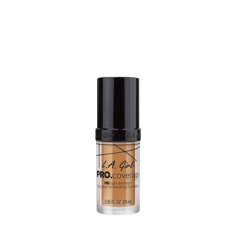 LA Girl Pro Coverage HD long wear illuminating foundation in a glass bottle with black cap