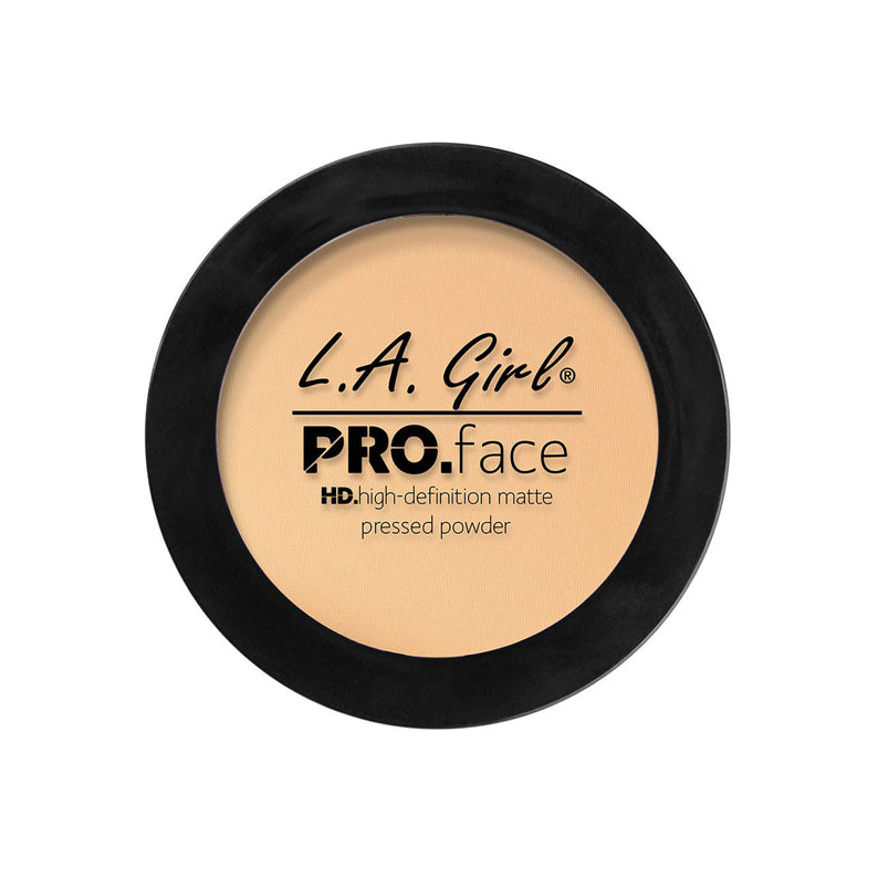 LA Girl Pro Face Matte Powder pressed powder in black round compact for matte finish