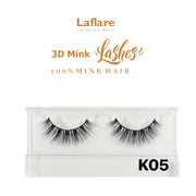 LAFLARE 3D faux mink lashes K05 in clear tray voluminous wispy black false eyelashes pack