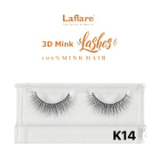 LAFLARE K14 3D faux mink lashes in clear plastic case natural voluminous false eyelashes