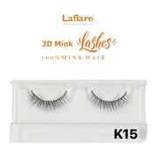 LAFLARE 3D faux mink lashes K15 pair in clear tray wispy natural black lashes for everyday glam