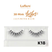 LAFLARE 3D faux mink lashes K18 natural voluminous strip lashes in clear case 100 percent mink hair