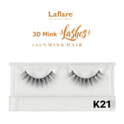 LAFLARE K21 dramatic black pair of 3D faux mink lashes in clear plastic tray for voluminous eye makeup