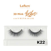 LAFLARE pair of 3D faux mink lashes in clear plastic case style K22 natural voluminous look