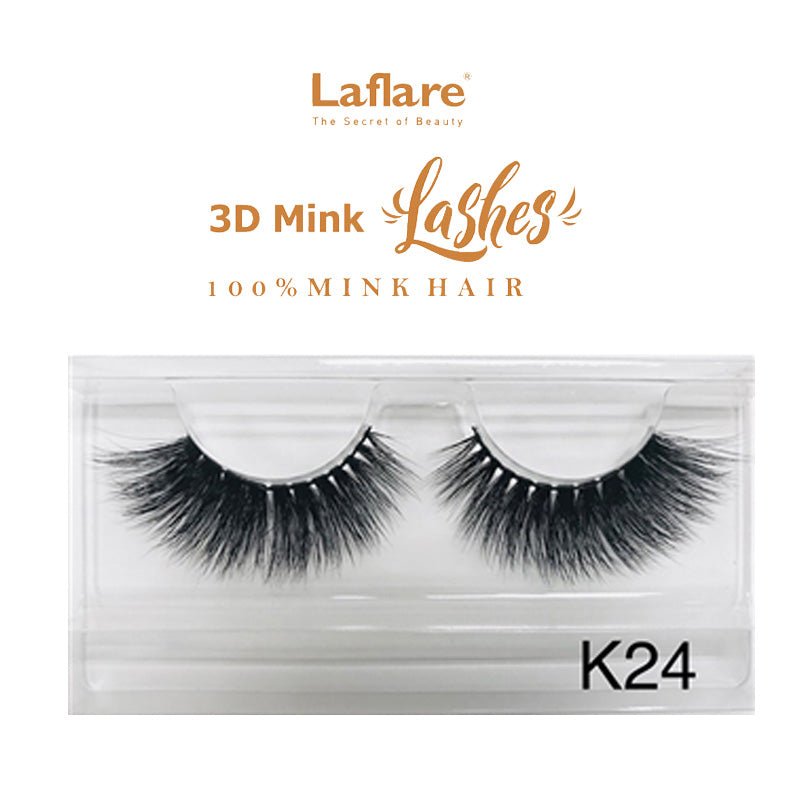 LAFLARE 3D faux mink lashes K24 dramatic voluminous black reusable false eyelashes for glam