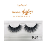 LAFLARE K31 dramatic black 3D faux mink lashes in clear tray fluffy layered volume for bold makeup