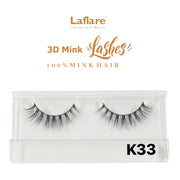 LAFLARE K33 wispy false eyelashes in clear plastic case 3D faux mink lashes for dramatic volume