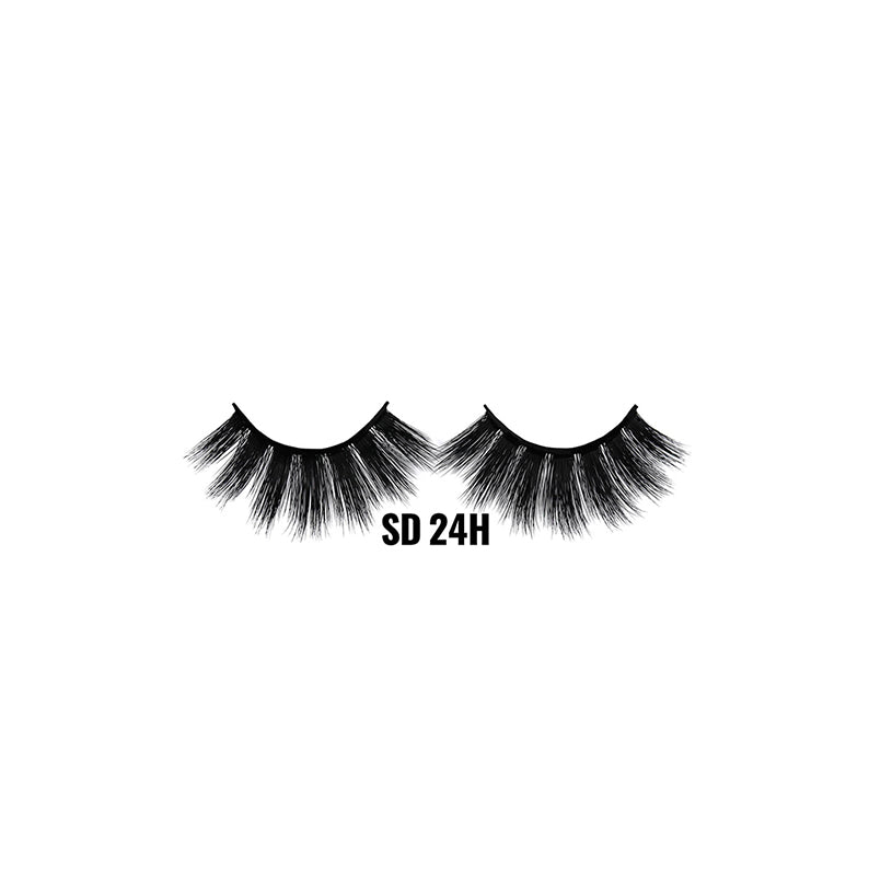 LAFLARE 3D faux mink lashes SD 24H pair black dramatic wispy false eyelashes on white background for glamorous volume