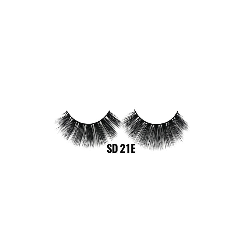 LAFLARE SD 21E dramatic black 3D faux mink lashes pair on white background for voluminous eye look