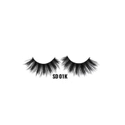 LAFLARE 3D faux mink lashes style SD 01K with dense and wispy black fibers for dramatic eye makeup