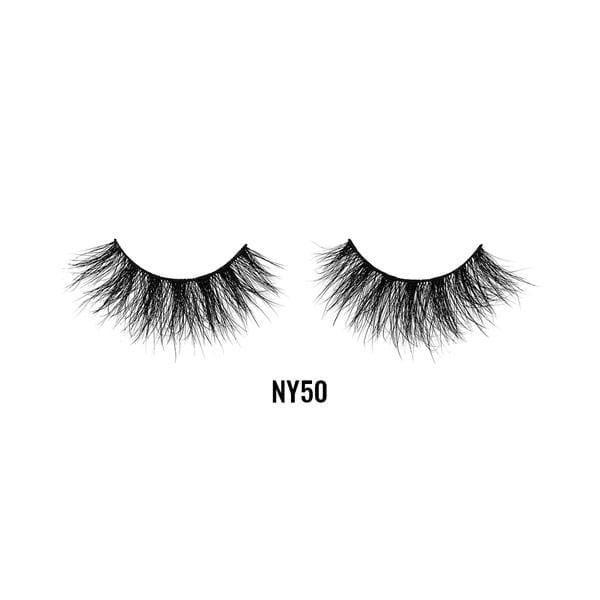 LAFLARE NY50 dramatic black 3D mink lashes pair with full wispy volume for bold eye makeup